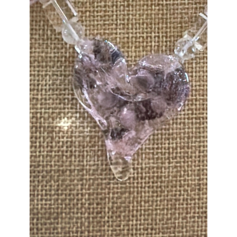 Handcrafted Purple Heart  Necklace Clear Glass Style Y2K Romantic Fairycore - Picture 2 of 6